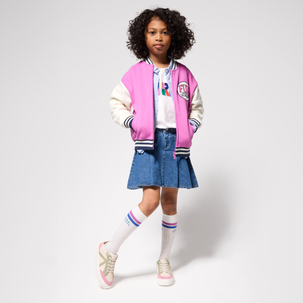 تنورة قصيرة بطيات جينز للفتيات، زرقاء اللون